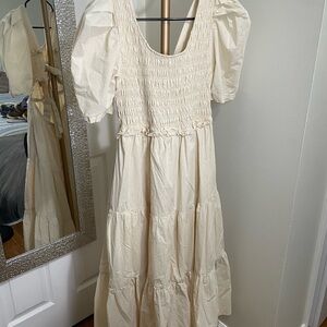 Post dress, Elegant Cream Puff Sleeve, L, cotton, excellent condition